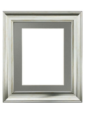 Scandi Vintage Silver Frame with Dark Grey Mount for Image Size 10 x 4 Inch
