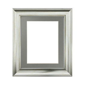 Scandi Vintage Silver Frame with Dark Grey Mount for Image Size 10 x 8 Inch