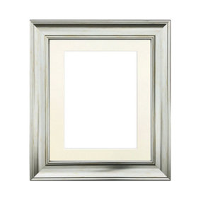 Scandi Vintage Silver Frame with Ivory Mount for Image Size 14 x 11 Inch