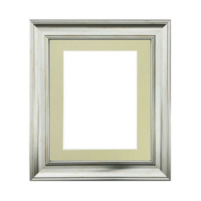 Scandi Vintage Silver Frame with Light Grey Mount for Image Size 10 x 4 Inch