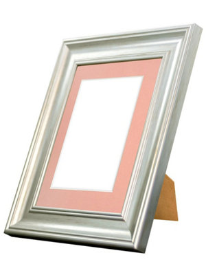 Scandi Vintage Silver Frame with Pink Mount for Image Size 10 x 4 Inch