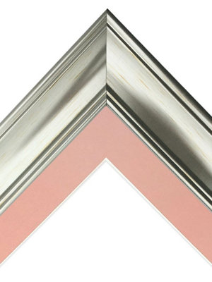 Scandi Vintage Silver Frame with Pink Mount for Image Size 12 x 10 Inch