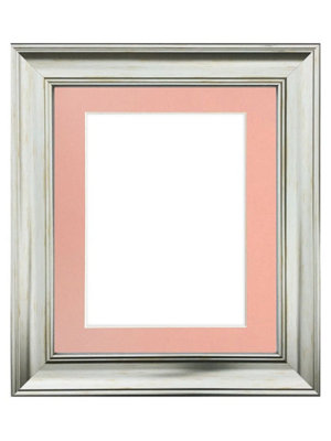 Scandi Vintage Silver Frame with Pink Mount for Image Size 12 x 8 Inch