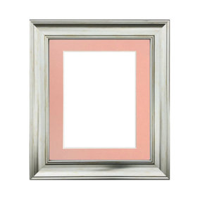 Scandi Vintage Silver Frame with Pink Mount for Image Size 4 x 3 Inch