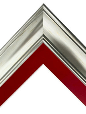 Scandi Vintage Silver Frame with Red Mount for Image Size 12 x 10 Inch