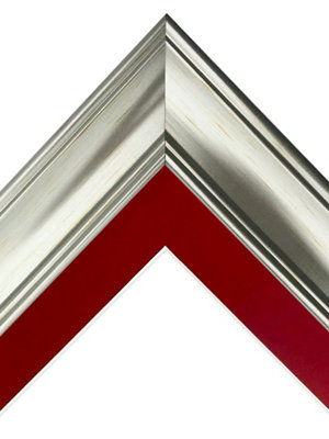Scandi Vintage Silver Frame with Red Mount for Image Size 12 x 10 Inch