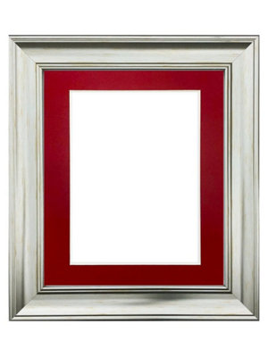 Scandi Vintage Silver Frame with Red Mount for Image Size 14 x 8 Inch
