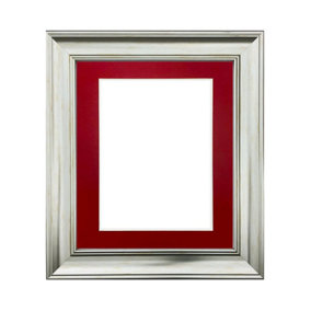 Scandi Vintage Silver Frame with Red Mount  for Image Size 24 x 16 Inch