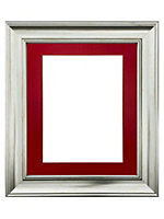 Scandi Vintage Silver Frame with Red Mount for Image Size A3