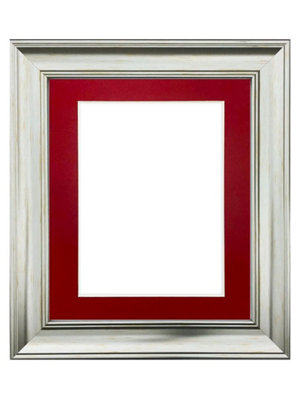 Scandi Vintage Silver Frame with Red Mount for Image Size A3