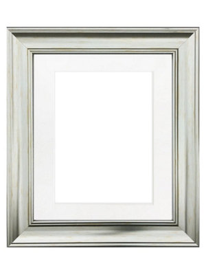 Scandi Vintage Silver Frame with White Mount for Image Size 10 x 8 Inch