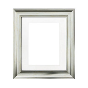 Scandi Vintage Silver Frame with White Mount  for Image Size 24 x 16 Inch