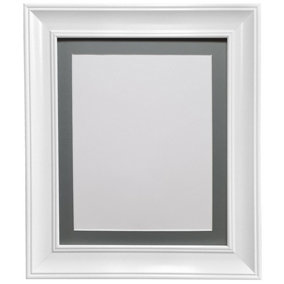 Scandi Vintage White Frame with Dark Grey mount for Image Size 10 x 4 Inch