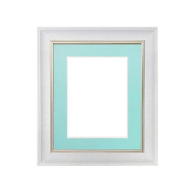 Scandi White Speckled Frame with Blue Mount for Image Size 10 x 4 Inch