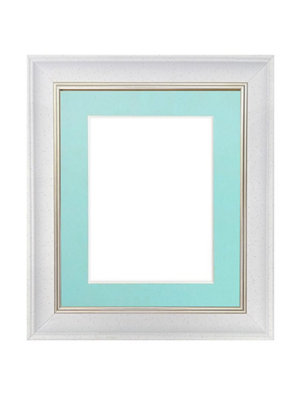 Scandi White Speckled Frame with Blue Mount for Image Size 14 x 8 Inch