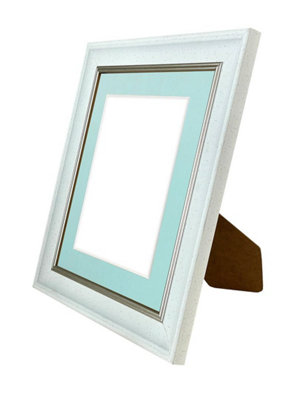 Scandi White Speckled Frame with Blue Mount for Image Size 4 x 3 Inch