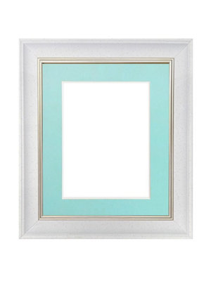 Scandi White Speckled Frame with Blue Mount for Image Size 40 x 30 CM