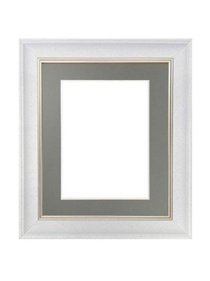 Scandi White Speckled Frame with Dark Grey Mount for Image Size 10 x 8 Inch