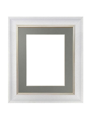 Scandi White Speckled Frame with Dark Grey Mount for Image Size 12 x 8 Inch
