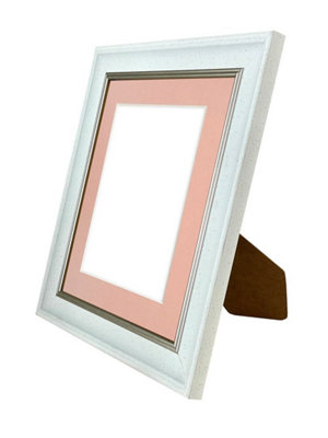 Scandi White Speckled Frame with Pink Mount for Image Size 6 x 4 Inch