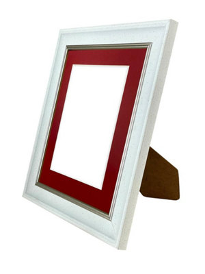 Scandi White Speckled Frame with Red Mount for Image Size 10 x 4 Inch