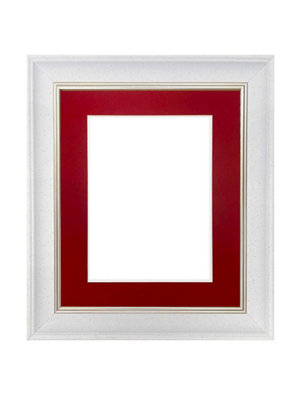 Scandi White Speckled Frame with Red Mount for Image Size 12 x 10 Inch