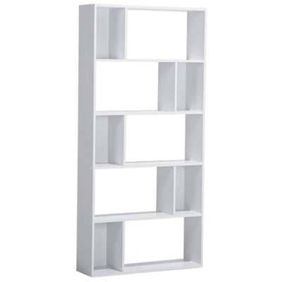 Scandinavian 5 Tier Bookcase White ORILLA