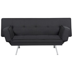 Scandinavian Fabric Sofa Bed Black BRISTOL