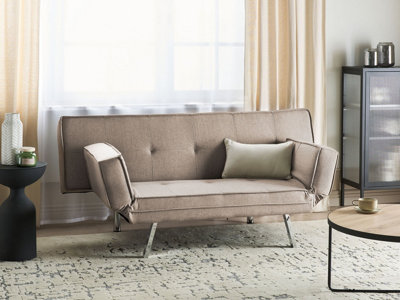 Scandinavian Fabric Sofa Bed Brown BRISTOL