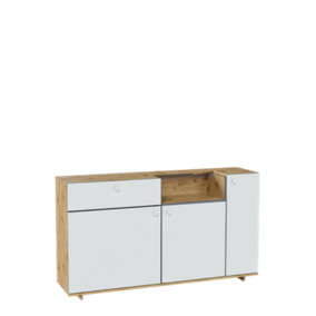 Scandinavian Oak Artisan Display Cabinet with Drawer & Shelves - Spacious & Stylish (H)910mm x (W)1600mm x (D)400mm, Modern Charm