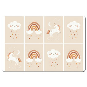 Scandinavian Style Kids Room Decoration. Cute Hand Drawn Unicorn, Rainbow and Cloud (Placemat) / Default Title