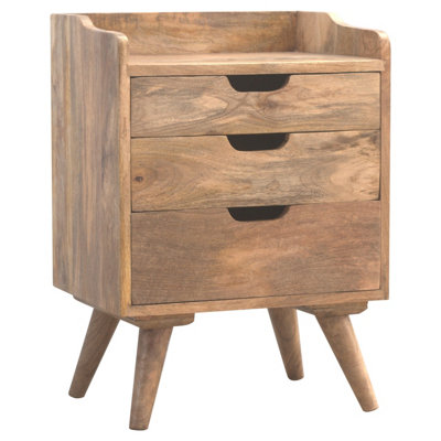 Scandinavian Styled Bedside with 3 Cut Out Drawers