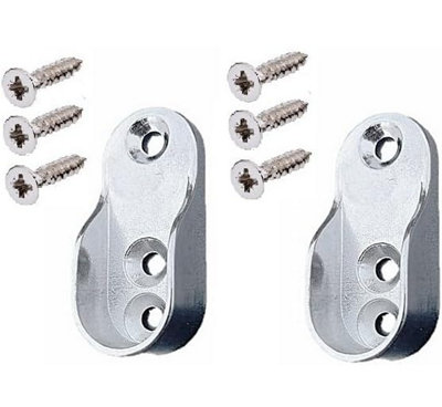 SCARFELL 2 x Oval Wardrobe Rail Ends Supports Rail Brackets 15mm Wide ...