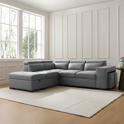 Small grey deals leather corner sofa