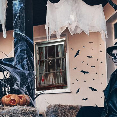 Scary Halloween Window Decorations, HD Print Window Blood Silhouette ...