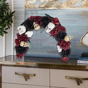 Scary Prelit Skull Halloween Arch Wreath Home Decoration 33x26cm