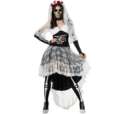 Scary skeleton bride - black/white XL