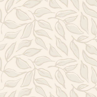 Scattered Leaf Wallpaper in Almond Latte