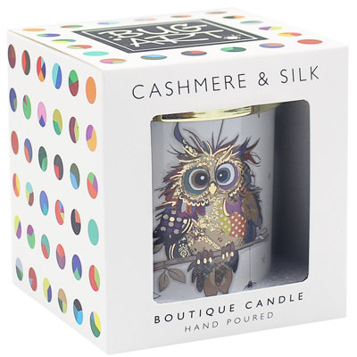 Scented Candle Cashmere & Silk Bug Art Otto Owl Hand Poured Aromatherapy Scent