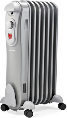 Schallen 1500W 7 Fin Portable Electric Slim Oil Filled Radiator Heater with  Adjustable Temperature Thermostat | DIY at Bu0026Q
