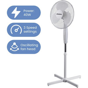 Schallen 16" Electric Oscillating Floor Standing Tall Pedestal Air Cooling Fan in WHITE