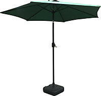 Schallen 2.7m UV50 Garden Outdoor Sun Umbrella Parasol with Winding Crank & Tilt- Green