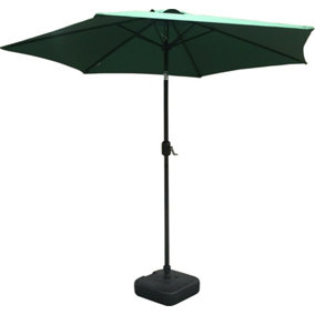 Schallen 2.7m UV50 Garden Outdoor Sun Umbrella Parasol with Winding Crank & Tilt- Green