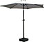 Schallen 2.7m UV50 Garden Outdoor Sun Umbrella Parasol with Winding Crank & Tilt - Grey