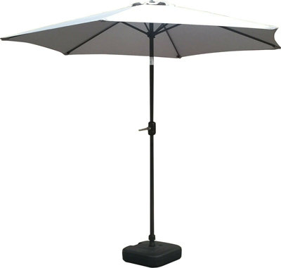 Schallen 2.7m UV50 Garden Outdoor Sun Umbrella Parasol with Winding Crank & Tilt - Grey