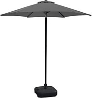 Schallen 2.7m UV50 Sturdy Straight Garden Outdoor Sun Umbrella Parasol- Charcoal Grey