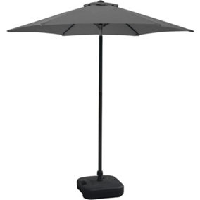 Schallen 2.7m UV50 Sturdy Straight Garden Outdoor Sun Umbrella Parasol- Charcoal Grey