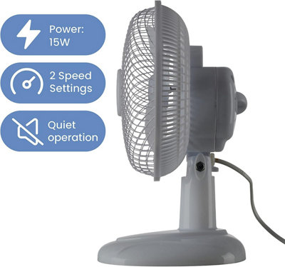 Schallen 6" Small Electric Modern Portable Air Cooling Fan with Tilt Feature for Desk, Office, Home & Travel Use - Grey