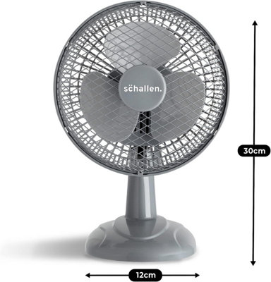 Schallen 6" Small Electric Modern Portable Air Cooling Fan with Tilt Feature for Desk, Office, Home & Travel Use - Grey