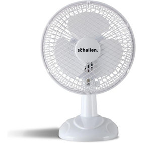 Schallen 6" Small Electric Modern Portable Air Cooling Fan with Tilt Feature for Desk, Office, Home & Travel Use - White